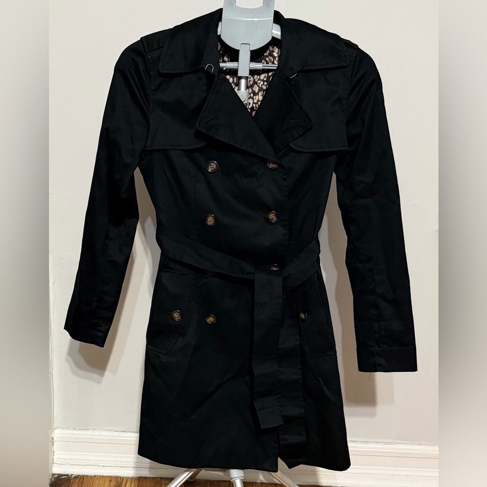 Banana Republic Black Double-Breasted Trench Coat – XS - Picture 3 of 9